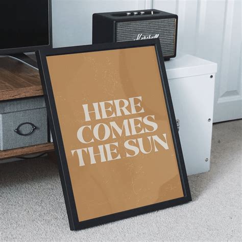 Here Comes The Sun Print The Beatles Poster Retro Lyrics Etsy