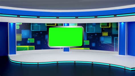 News Tv Studio Set Virtual Green Screen Background Loop Stock Images