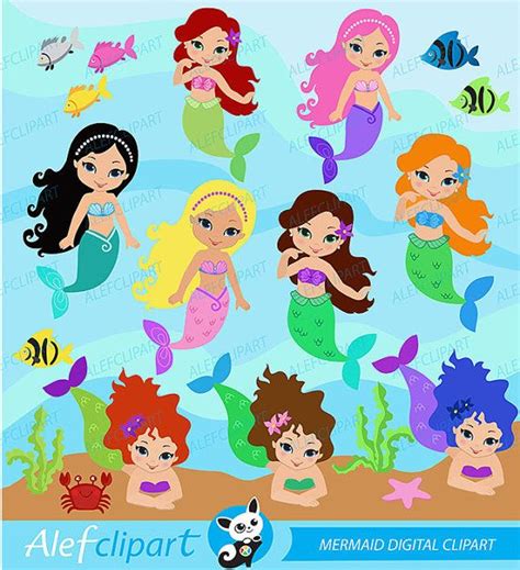 Mermaids Digital Clipart Set Mermaids Clipart Summer Etsy In 2021