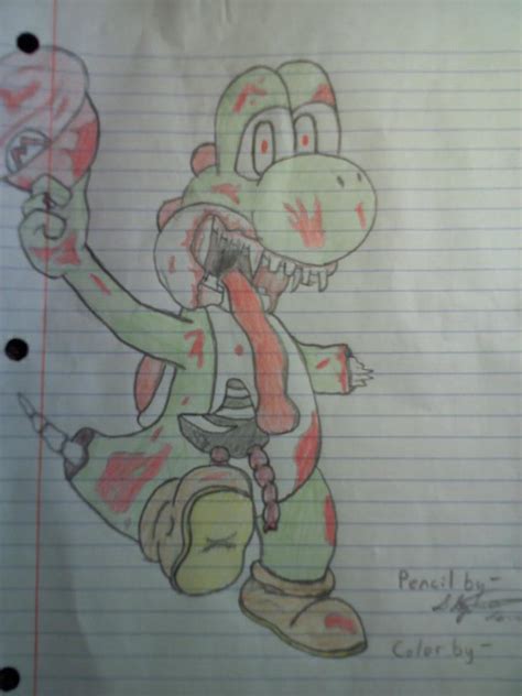 Zombie Yoshi With Flat Color By Spiderserna On Deviantart