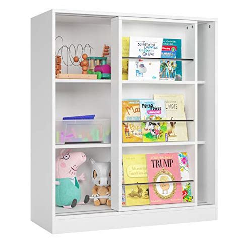 Homfa Kids Bookcase 3 Tier Toy Organizer Cabinet With Sliding Book