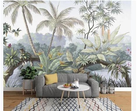 Oil Painting Tropical Rainforest Wallpaper Wall Mural Jungle Frorest