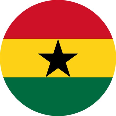 Ghana Flag In Circle Shape Isolated On Png Or Transparent Background