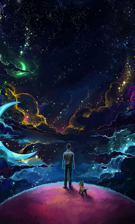 1280x2120 Man And Dog And Neon Space Iphone 6 Plus Wallpaper Hd Artist