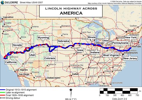 Official Map Of The Lincoln Highway Lincoln Highway Association