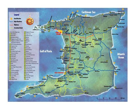 Большая туристическая карта Тринидада Тринидад и Тобаго Северная