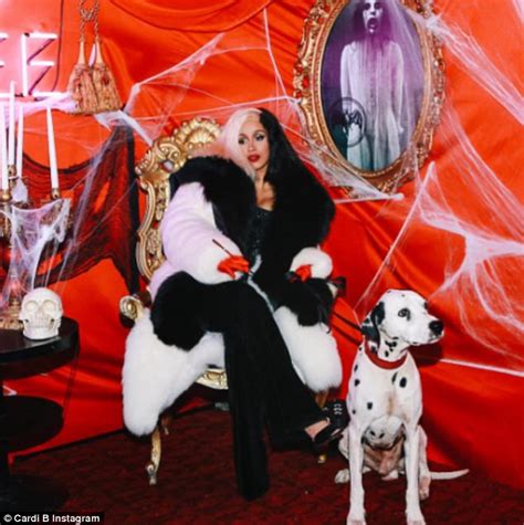 Cardi B Sizzles In Busty Cruella De Vil Halloween Costume Daily Mail