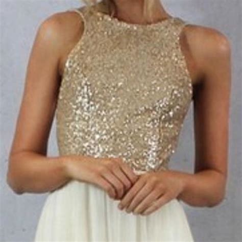Charmming Tulle Chiffon With Champagne Gold Sequin Bridesmaid Dresses