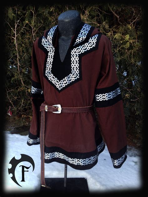 Customizable Viking Tunic With Hood Medieval Fantasy Trim Clothing