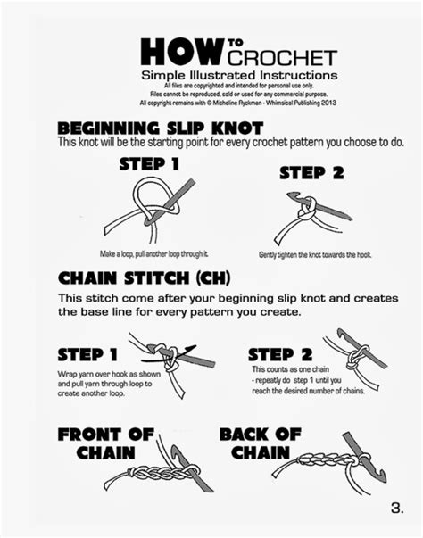 Printable How To Crochet Step By Step Place The Ball End Of The Yarn In