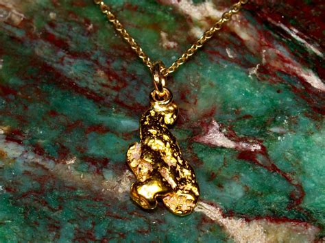 Gold Nugget Pendant Necklace Genuine Australian Gold Nugget Placer Gold