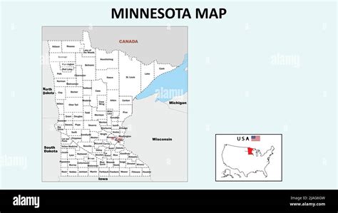 Mapa De Minnesota Mapa Político De Minnesota Con Límites En Color