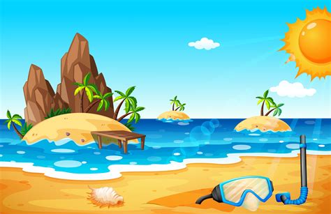Scene With Islands And Beach 667170 Vector Art At Vecteezy