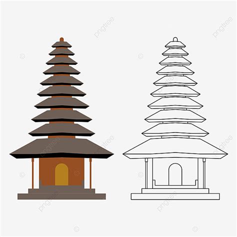 Bali Indonesia Vector Hd Images Pura Ulun Danu Bratan Vector Landmark Bali Indonesia Png