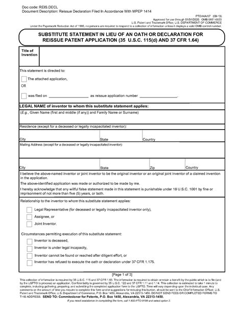 Mpep 141401 Reissue Oath Or Declaration In Reissue Application Filed