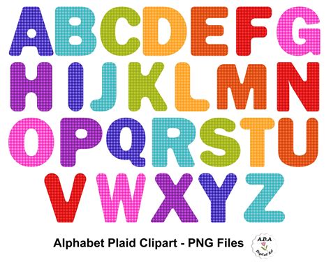Alphabet Plaid Clipart Alphabet Letters Clip Art Colorful Letters