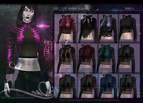 Sims 4 Ccs Shirt Female Mysterious And Futuristic Shirt Dsf Top