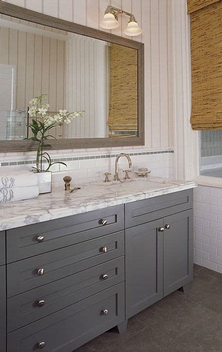 Browse bathroom vanity cabinet ideas and designs. Full overlay, paint grade, Shaker style bathroom vanity ...