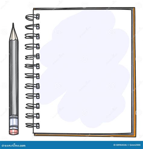 Notebook And Pencil Hand Drawn Art Illustration Stock Illustration