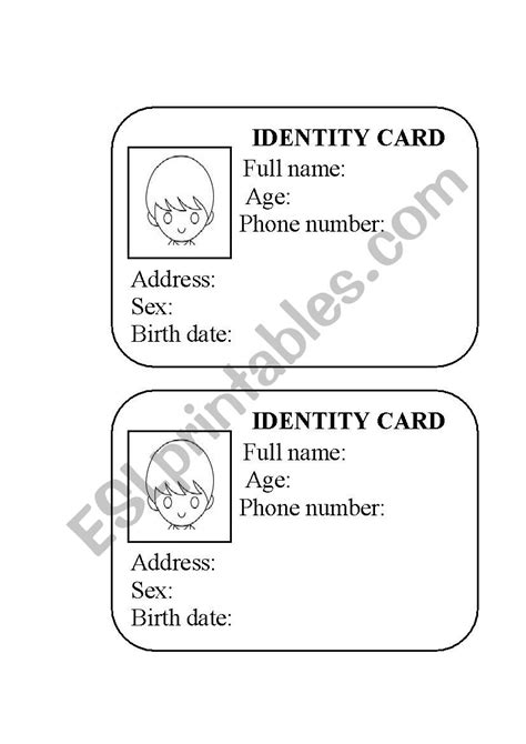 Identity Card Esl Worksheet By Anayle