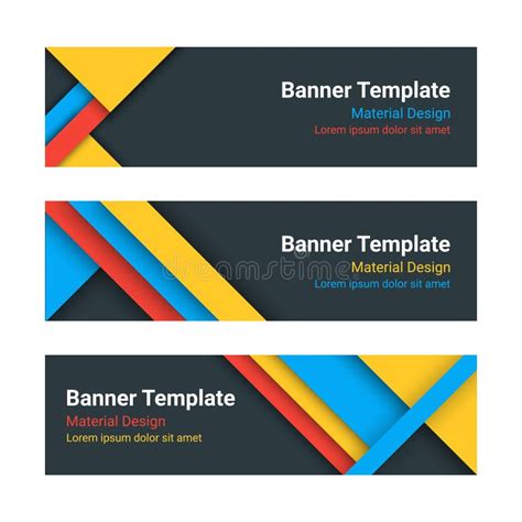 Material Design Web Banners Set Of Modern Colorful Horizontal Vector