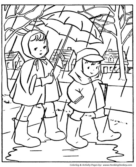 Color pictures, email pictures, and more with these spring coloring pages. Spring Coloring Pages - Kids Going to School in the rain ...