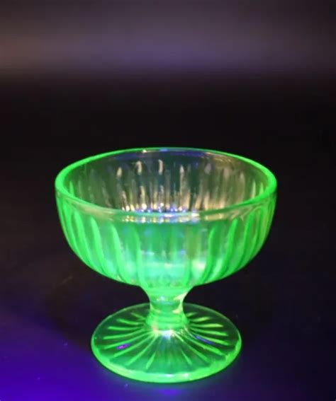Vintage Hazel Atlas Green Depression Glass Footed Sherbet Uranium