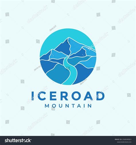 Colorful Blue Mountain Lake Logo Design Stock Vector Royalty Free