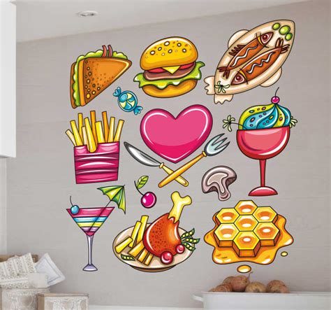 Illustrated Heart Food Decal Collection Tenstickers