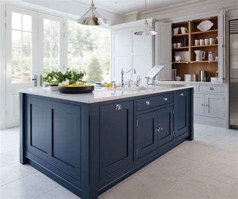 Inset, barrel hinged, white custom amish cabinets (delworth) queen anne lace off white inset cabinets (adkins) shaker cabinets with a 3 rail in white and gray (daniels. Get The Look: Blue and White Kitchens - Tile Mountain ...