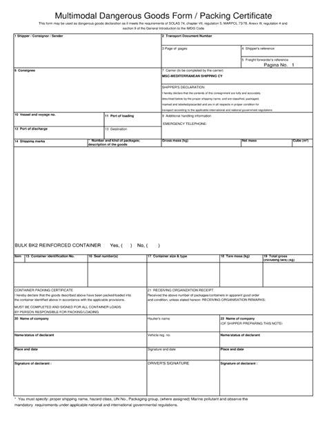 Multimodal Dangerous Goods Form Word Fill Out Sign Online Dochub