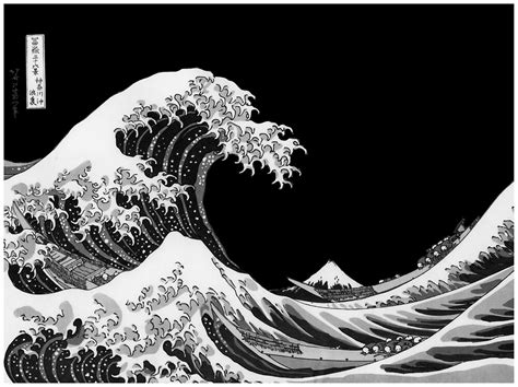 The Great Wave Off Kanagawa Black And White Picture By Nikolagg