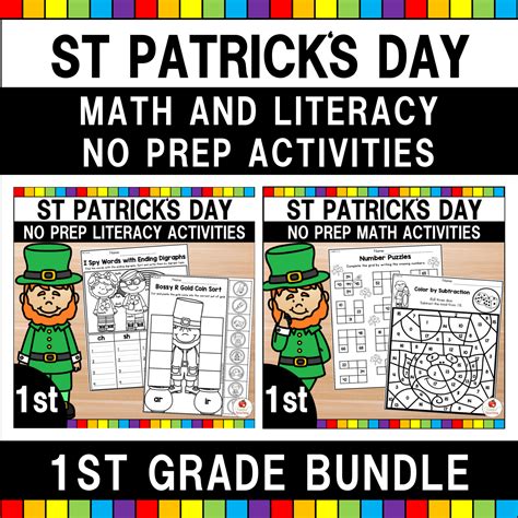 St Patricks Day Math And Literacy Activities Bundle 1st Grade