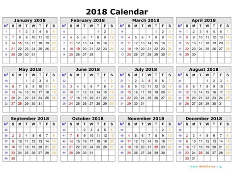 2018 Calendar