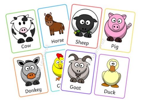 Printable Farm Animals Flashcards For Toddlers And Etsy