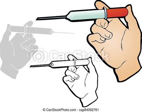 Injection Hand Holding A Hypodermic Needle With Variations Canstock