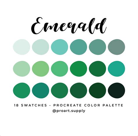 Emerald Green Procreate Palette 30 Hex Color Codes Instant Digital