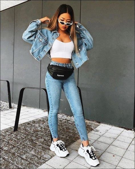 Baddie Outfits With Jean Jackets Summer Outfits With Denim Jacket