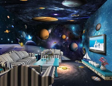 3d Univers Galaxy Planètes Sky Salon Entier Papier Peint Wall Mural Art