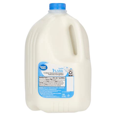 Great Value 1 Low Fat Milk Gallon 128 Fl Oz