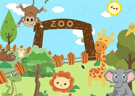 Zoo Cute Little Animal Cartoon Cute Style Background Desktop Wallpaper