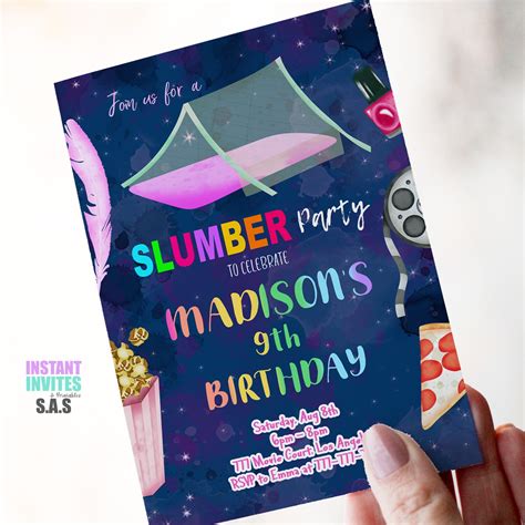 Slumber Party Invitation Slumber Party Invites Instant Etsy