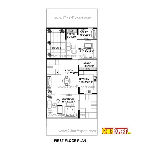 House Plan For 30 Feet By 75 Feet Plot Plot Size 250 Square Yards