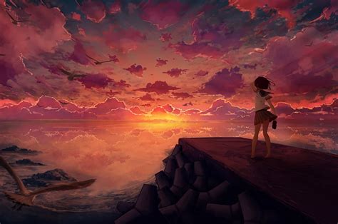 2560x1700 Anime Girl Looking At Sky Chromebook Pixel