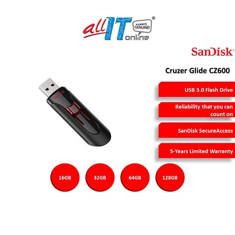 Sandisk Usb 30 Cz600 Cruzer Glide Retractable Usb Flash Drive 16gb