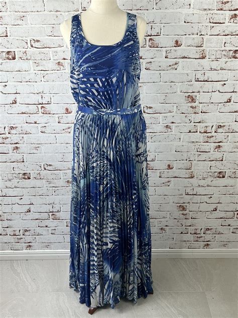 Portmans Womens Size Dress Maxi Pleated Party Blue Sleeveless Ebay