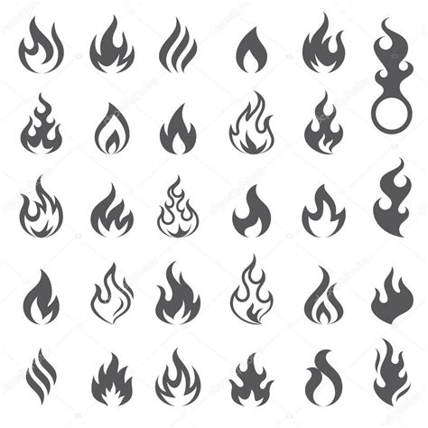 Big Set Of 29 Flame And Fire Vector Icons Vector File Is Fully Layered