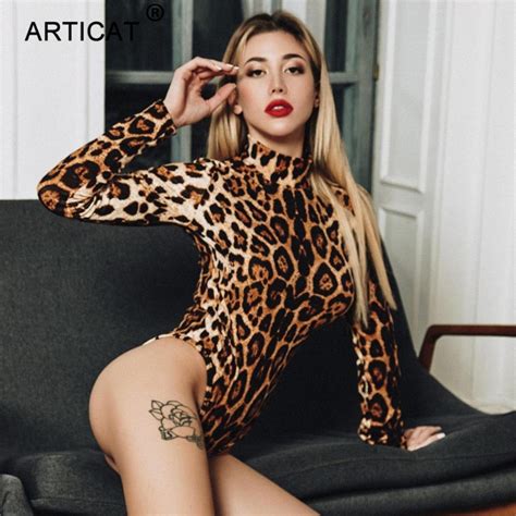 Buy Articat Leopard Print Sexy Bodysuit For Women Long