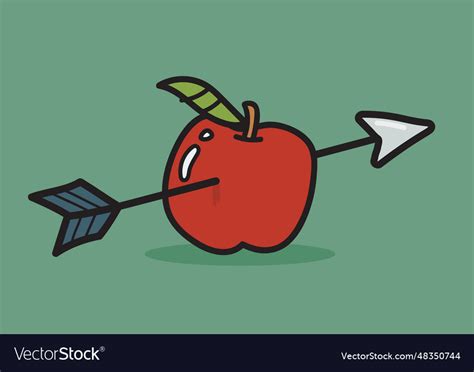 Apple With Arrow Doodle Style Royalty Free Vector Image