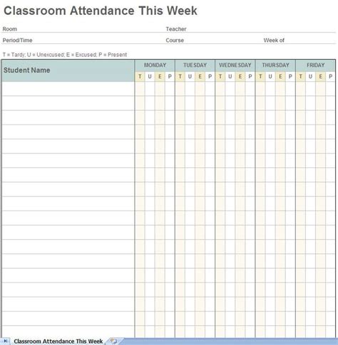 A Classroom Attendance Sheet Is Shown In This Screenshot